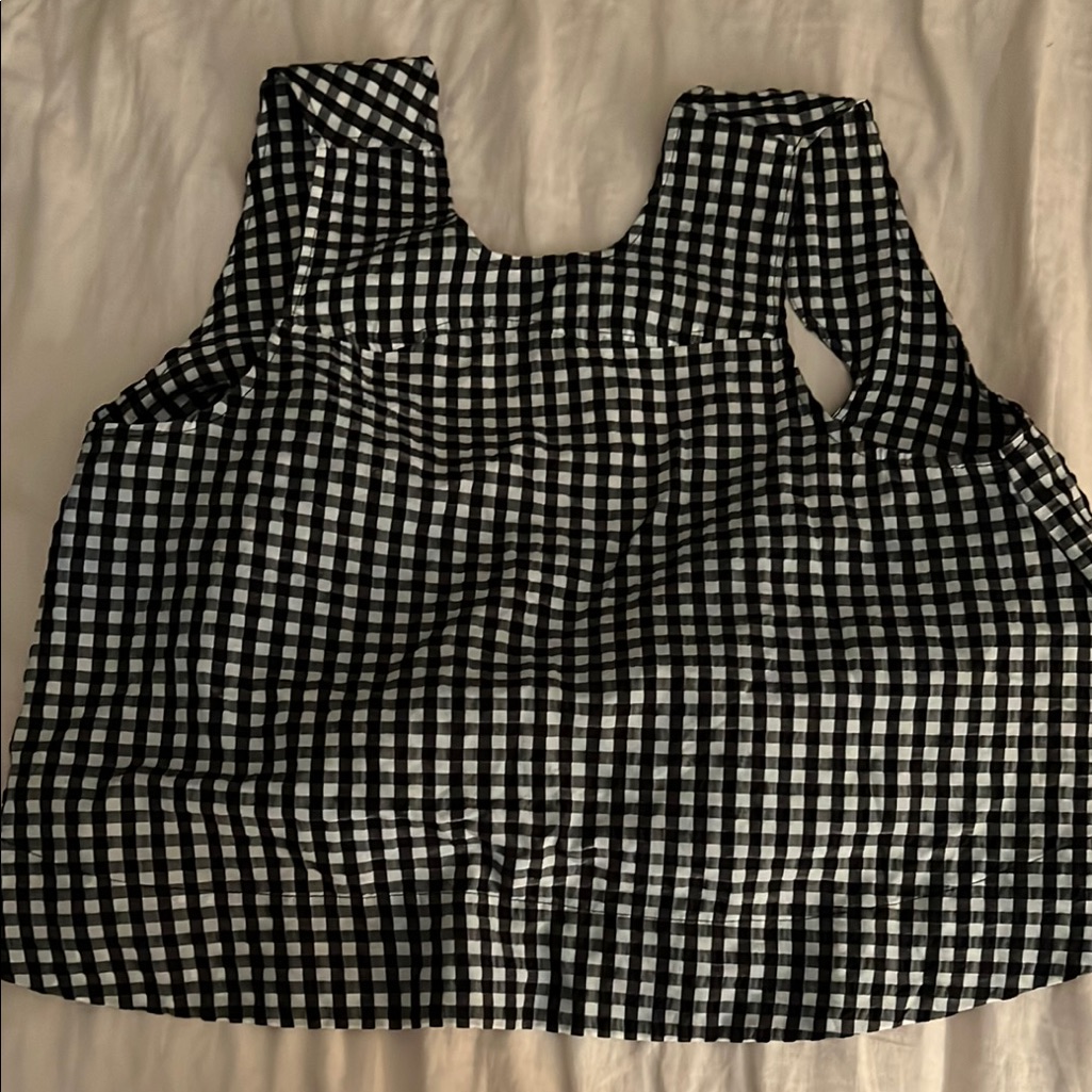 Ganni Black And White Gingham Tank Top